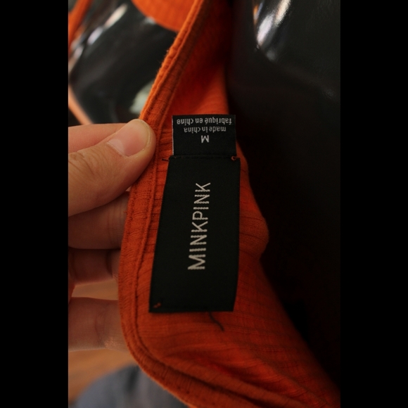 MINKPINK orange ribbed off the shoulder top - Picture 4 of 4